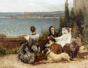 unknow artist Les dames de l'ete avec leur chien Germany oil painting artist